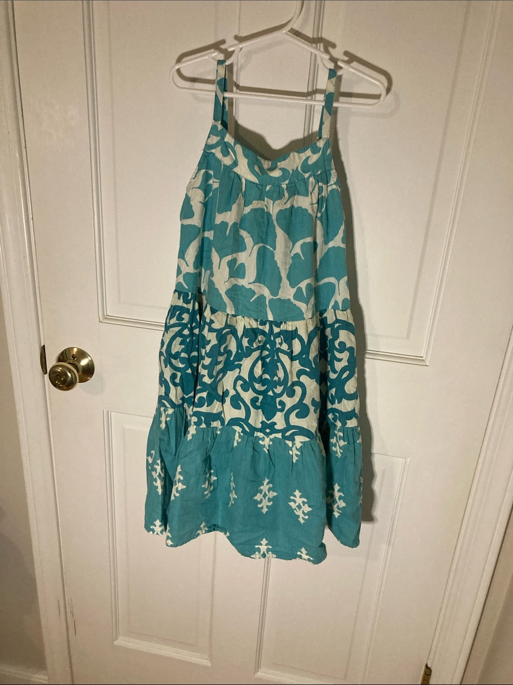 Girls Turquoise and White Patterned Sundress